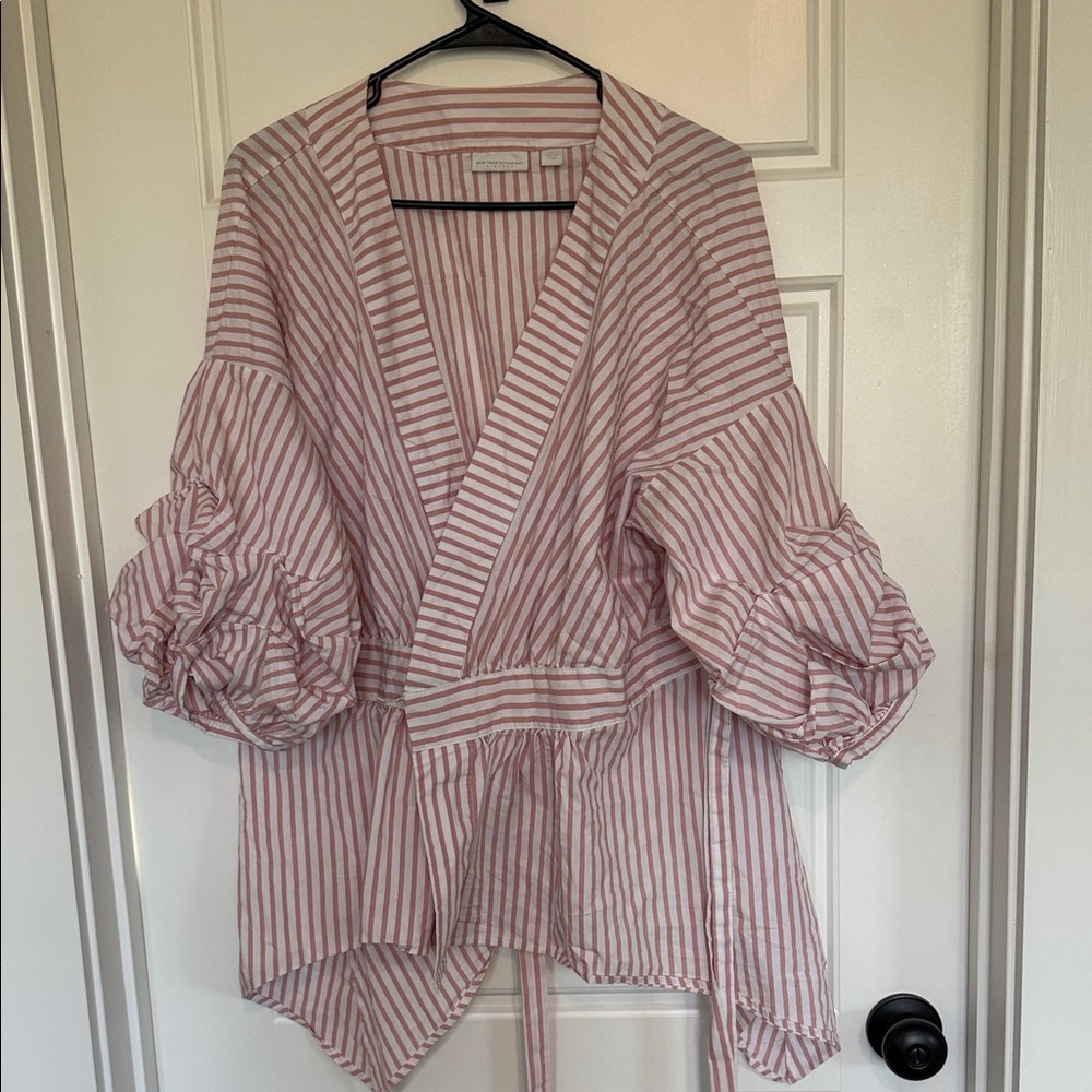 New York & Company Blouse with Pink Stripes